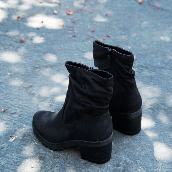 NEW🔥 Slouchy Boot Booties Chunky Heel Lug Sole - Picture 6 of 7